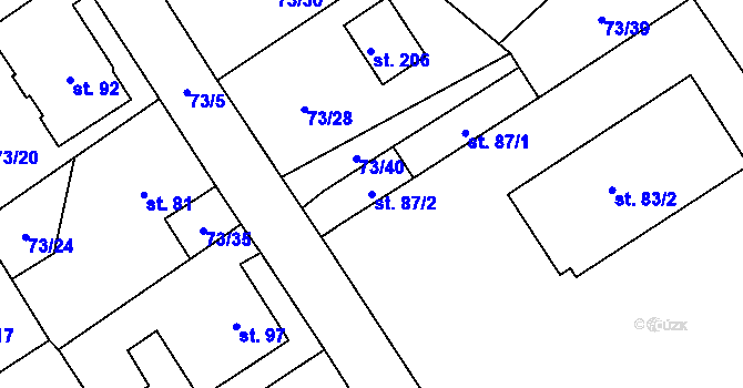 Parcela st. 87/2 v KÚ Chrastava II, Katastrální mapa