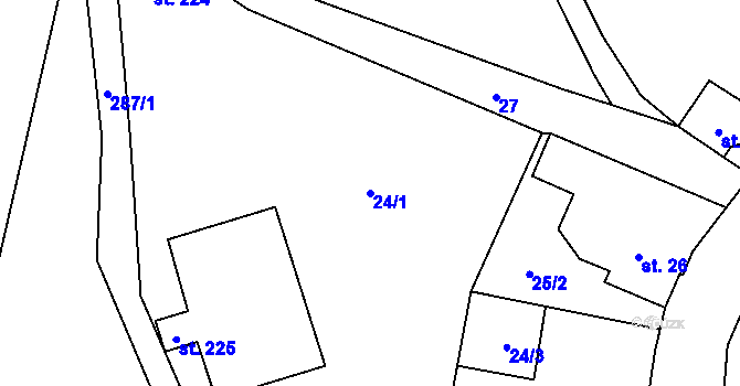 Parcela st. 24/1 v KÚ Chrastava II, Katastrální mapa