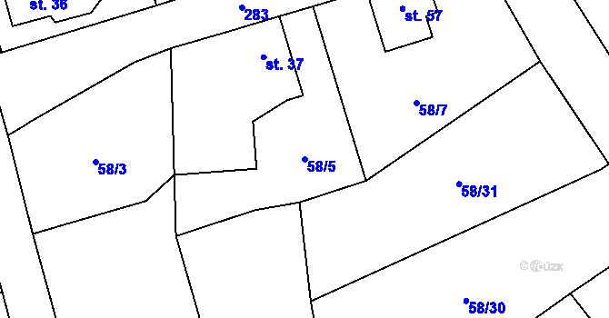 Parcela st. 58/5 v KÚ Chrastava II, Katastrální mapa