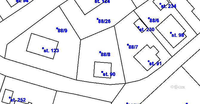 Parcela st. 88/8 v KÚ Chrastava II, Katastrální mapa