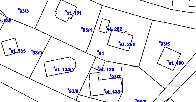 Parcela st. 94 v KÚ Chrastava II, Katastrální mapa