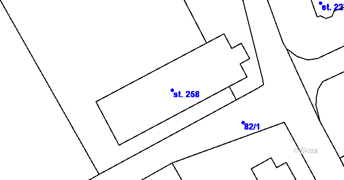 Parcela st. 258 v KÚ Chrastava II, Katastrální mapa