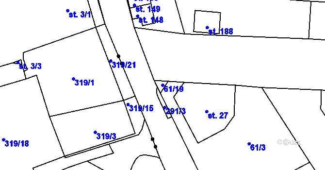 Parcela st. 61/19 v KÚ Chrastava II, Katastrální mapa