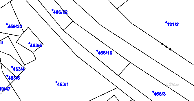 Parcela st. 466/10 v KÚ Chrastavec, Katastrální mapa