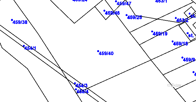 Parcela st. 459/40 v KÚ Chrastavec, Katastrální mapa