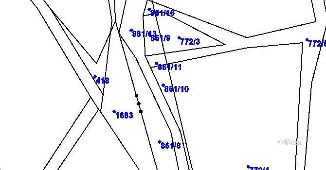 Parcela st. 861/10 v KÚ Chrastavec, Katastrální mapa