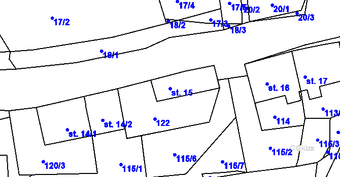 Parcela st. 15 v KÚ Chrastavec, Katastrální mapa