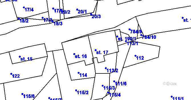 Parcela st. 17 v KÚ Chrastavec, Katastrální mapa
