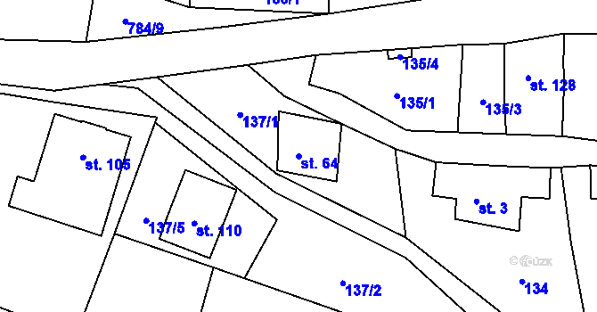Parcela st. 64 v KÚ Chrastavec, Katastrální mapa