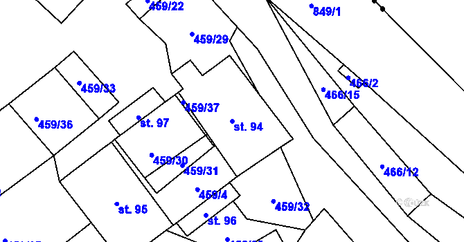 Parcela st. 94 v KÚ Chrastavec, Katastrální mapa
