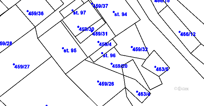 Parcela st. 96 v KÚ Chrastavec, Katastrální mapa