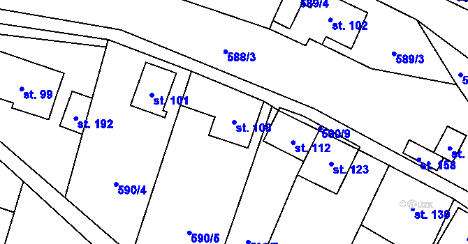 Parcela st. 108 v KÚ Chrastavec, Katastrální mapa