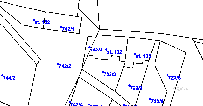 Parcela st. 122 v KÚ Chrastavec, Katastrální mapa