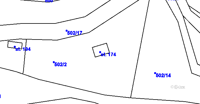 Parcela st. 174 v KÚ Chrastavec, Katastrální mapa