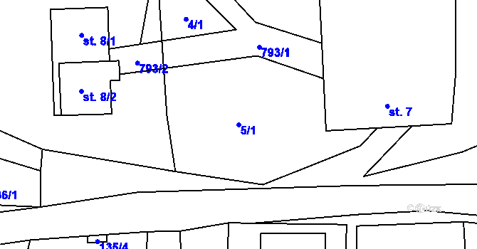 Parcela st. 5/1 v KÚ Chrastavec, Katastrální mapa