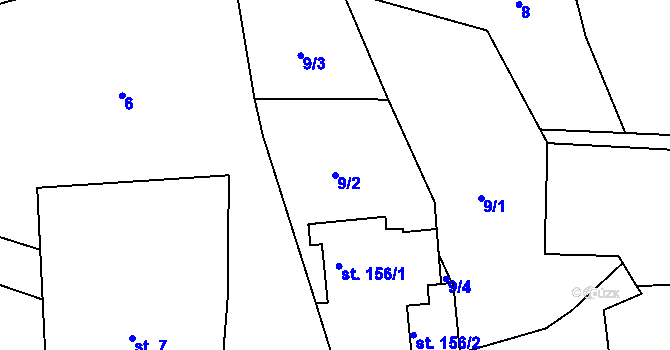 Parcela st. 9/2 v KÚ Chrastavec, Katastrální mapa