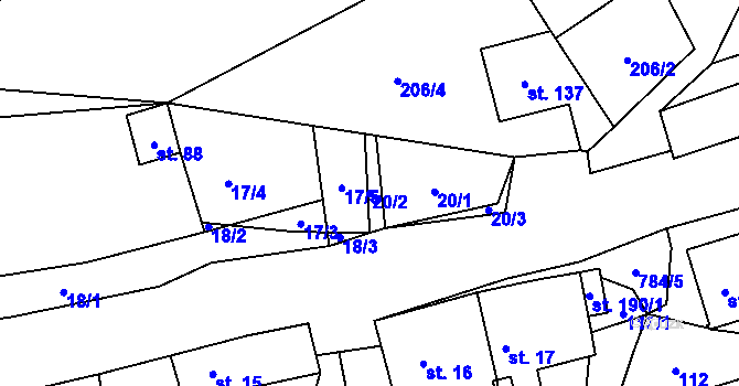 Parcela st. 20/2 v KÚ Chrastavec, Katastrální mapa