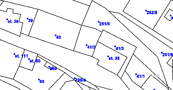 Parcela st. 41/2 v KÚ Chrastavec, Katastrální mapa