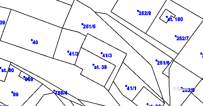 Parcela st. 41/3 v KÚ Chrastavec, Katastrální mapa