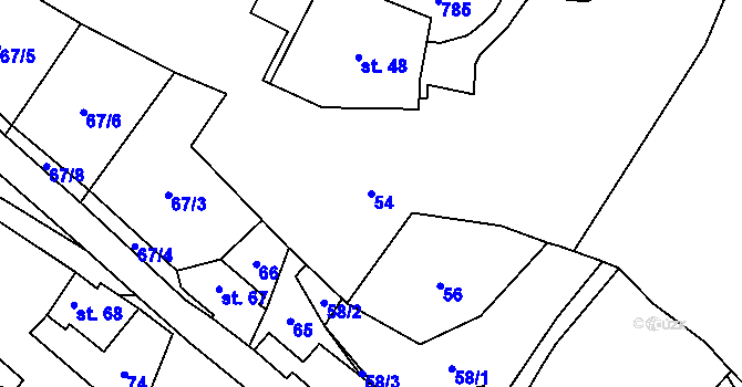 Parcela st. 54 v KÚ Chrastavec, Katastrální mapa