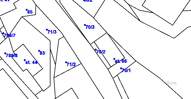 Parcela st. 70/2 v KÚ Chrastavec, Katastrální mapa