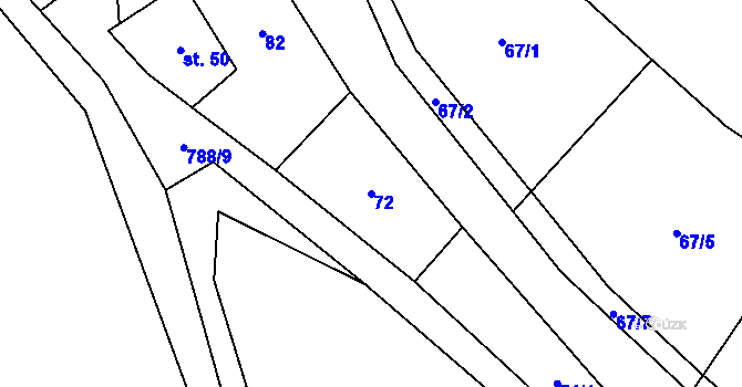 Parcela st. 72 v KÚ Chrastavec, Katastrální mapa