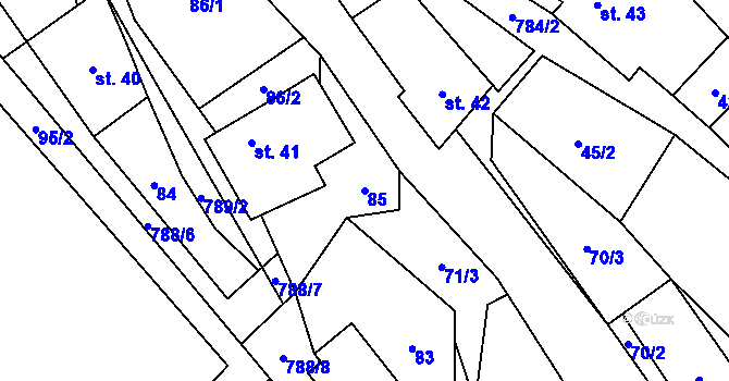 Parcela st. 85 v KÚ Chrastavec, Katastrální mapa