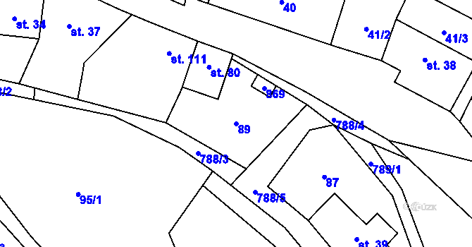Parcela st. 89 v KÚ Chrastavec, Katastrální mapa