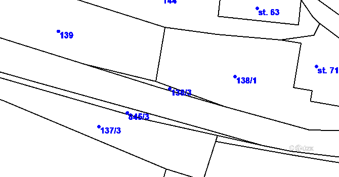 Parcela st. 138/3 v KÚ Chrastavec, Katastrální mapa