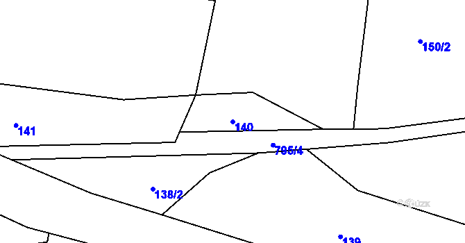 Parcela st. 140 v KÚ Chrastavec, Katastrální mapa