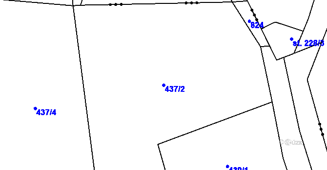 Parcela st. 437/2 v KÚ Chrastavec, Katastrální mapa