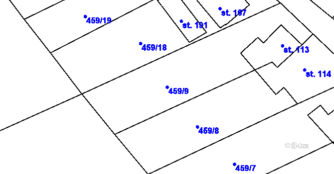 Parcela st. 459/9 v KÚ Chrastavec, Katastrální mapa