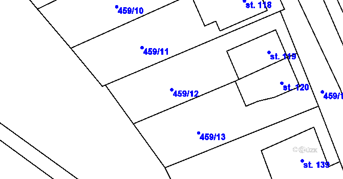 Parcela st. 459/12 v KÚ Chrastavec, Katastrální mapa