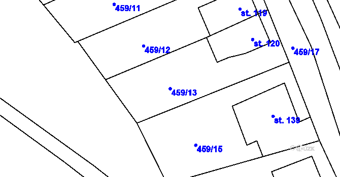 Parcela st. 459/13 v KÚ Chrastavec, Katastrální mapa