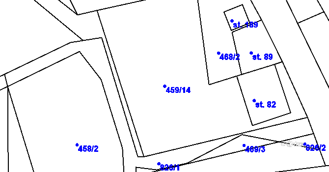 Parcela st. 459/14 v KÚ Chrastavec, Katastrální mapa