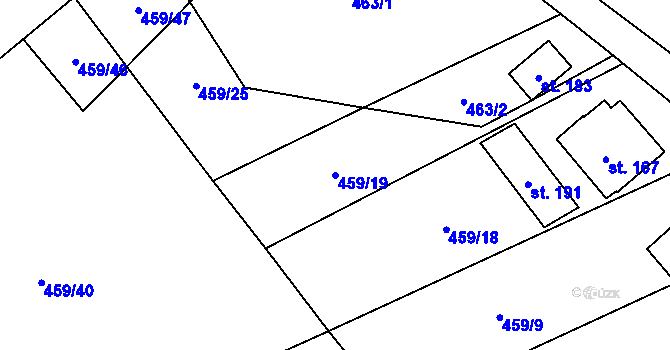 Parcela st. 459/19 v KÚ Chrastavec, Katastrální mapa