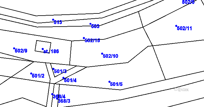 Parcela st. 502/10 v KÚ Chrastavec, Katastrální mapa