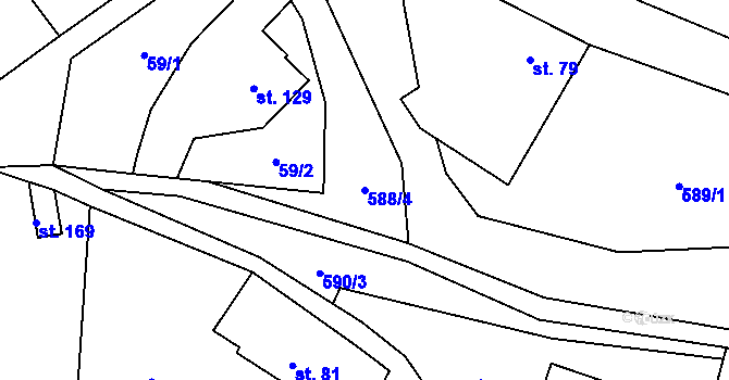 Parcela st. 588/4 v KÚ Chrastavec, Katastrální mapa
