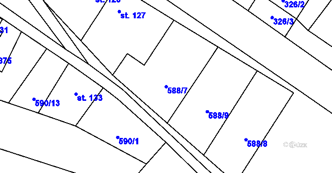 Parcela st. 588/7 v KÚ Chrastavec, Katastrální mapa