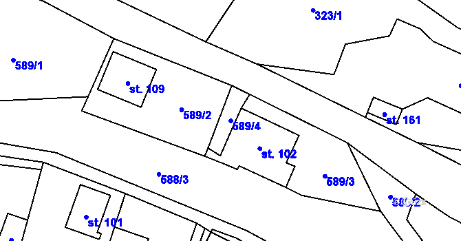 Parcela st. 589/4 v KÚ Chrastavec, Katastrální mapa