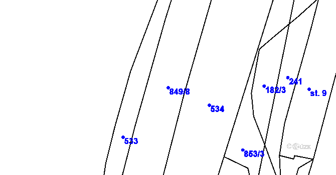 Parcela st. 849/8 v KÚ Chrastavec, Katastrální mapa