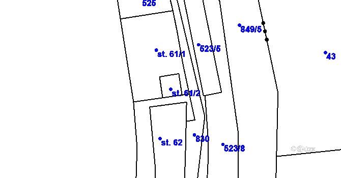 Parcela st. 61/2 v KÚ Chrastavec, Katastrální mapa