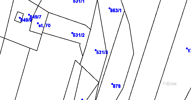Parcela st. 531/3 v KÚ Chrastavec, Katastrální mapa