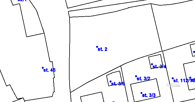 Parcela st. 2 v KÚ Chrastavice, Katastrální mapa