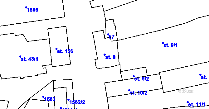 Parcela st. 8 v KÚ Chrastavice, Katastrální mapa