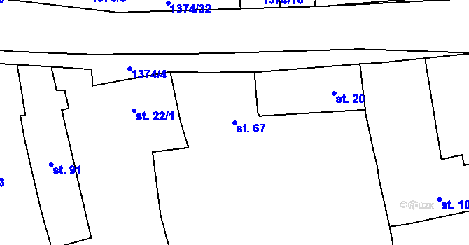 Parcela st. 67 v KÚ Chrastavice, Katastrální mapa