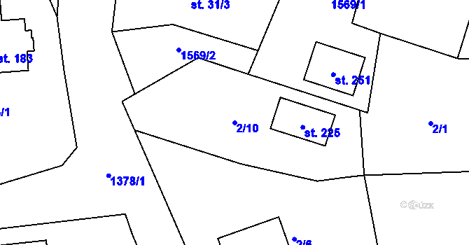 Parcela st. 2/10 v KÚ Chrastavice, Katastrální mapa