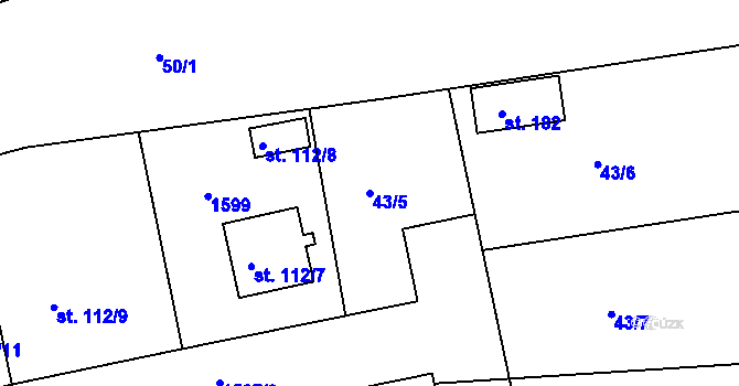 Parcela st. 43/5 v KÚ Chrastavice, Katastrální mapa