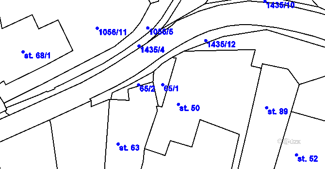 Parcela st. 65/1 v KÚ Chrastavice, Katastrální mapa