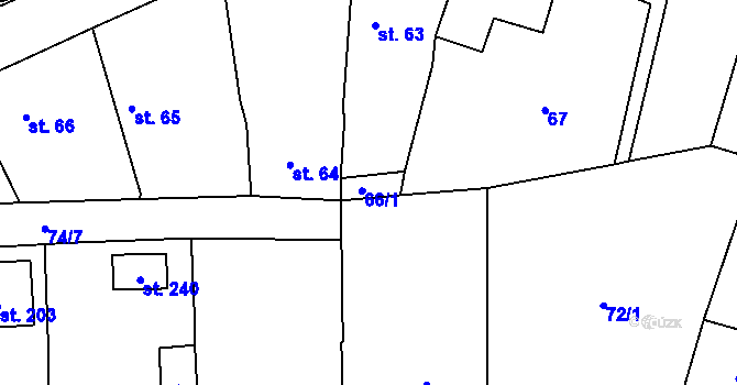Parcela st. 66/1 v KÚ Chrastavice, Katastrální mapa